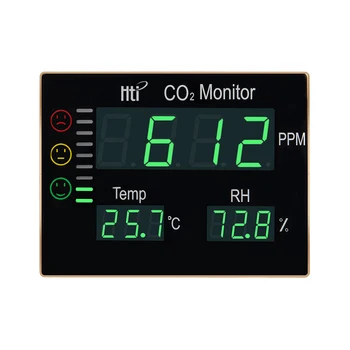 HT-2008 3 In 1 Kaasaskantav Õhu Kvaliteet Wall Mount Temperatuur, Niiskus, Co2, Gaasi Detektor vingugaasi Mõõtja
