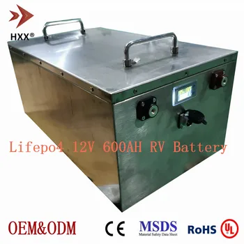 12V 600Ah Lifepo4 Aku 7680W Ehitatud BMS 250A Heakskiidu LCD Sügava Tsükli Camper RV Solar Energy Storage System UPS