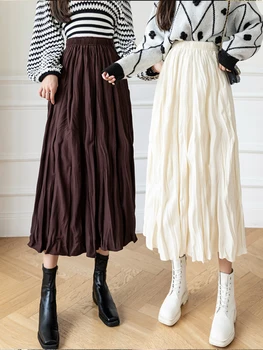 Korea Vabaaja Rind Seelik 2022 Sügisel Talvel Plisseeritud Varruka Pikkus Moe-Line Naiste Elegantne Kõik-Mängu Ulzzang Streetwear